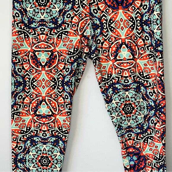 LuLaRoe Green / Orange / Purple Patterned Leggings Size One Size 0-10 - Picture 8 of 9